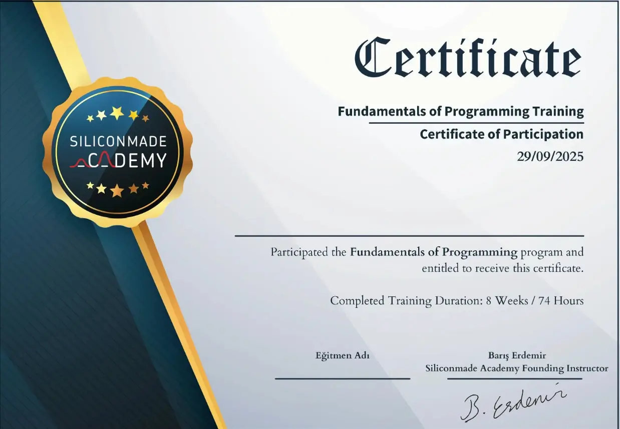 Temel Programlama Başarı Sertifikası